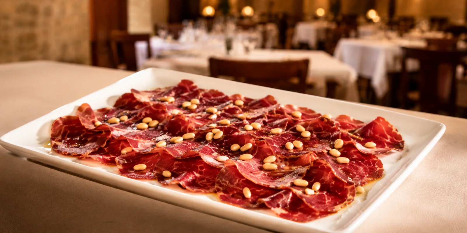 Cecina de Leon en lonchas con pinones, Milonga's